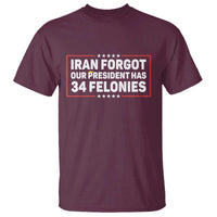 Iran Forgot Our President Has 34 Felonies T Shirt Political Protest