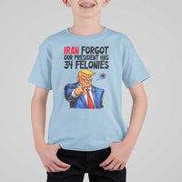 Iran Forgot Our President Has 34 Felonies T Shirt For Kid Funny Political Satire