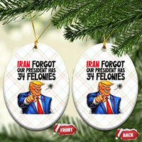 Iran Forgot Our President Has 34 Felonies Ceramic Ornament Funny Political Satire