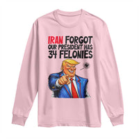 Iran Forgot Our President Has 34 Felonies Long Sleeve Shirt Funny Political Satire
