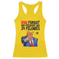 Iran Forgot Our President Has 34 Felonies Racerback Tank Top Funny Political Satire