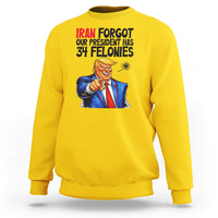 Iran Forgot Our President Has 34 Felonies Sweatshirt Funny Political Satire