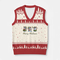 Funny Hawaiian Snowman Summer Graphic V-Neck Knit Sweater Vest Merry Meltmas