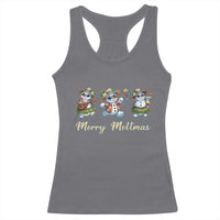 Funny Hawaiian Snowman Summer Graphic Racerback Tank Top Merry Meltmas