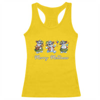 Funny Hawaiian Snowman Summer Graphic Racerback Tank Top Merry Meltmas
