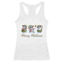 Funny Hawaiian Snowman Summer Graphic Racerback Tank Top Merry Meltmas