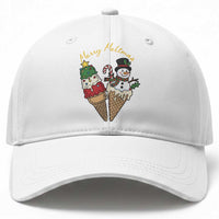 Christmas In July Ice Cream Snowman Graphic Baseball Cap Merry Meltmas
