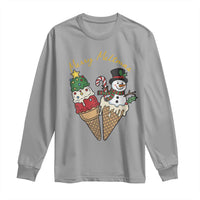Christmas In July Ice Cream Snowman Graphic Long Sleeve Shirt Merry Meltmas