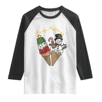 Christmas In July Ice Cream Snowman Graphic Raglan Shirt Merry Meltmas