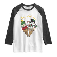 Christmas In July Ice Cream Snowman Graphic Raglan Shirt Merry Meltmas
