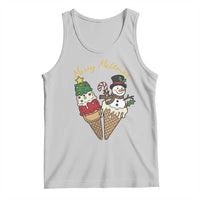 Christmas In July Ice Cream Snowman Graphic Tank Top Merry Meltmas