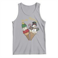 Christmas In July Ice Cream Snowman Graphic Tank Top Merry Meltmas