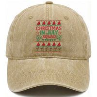 Christmas In July Squad Washed Cotton Baseball Cap Tropical Beach Party Graphic