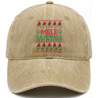 Mele Kalikimaka Washed Cotton Baseball Cap Hawaiian Ugly Christmas Sweater