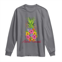 Tropical Floral Pineapple Aloha Hawaii Long Sleeve Shirt Hawaiian Island Vacation Graphic