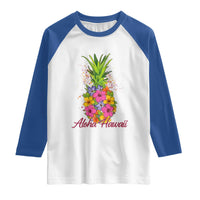 Tropical Floral Pineapple Aloha Hawaii Raglan Shirt Hawaiian Island Vacation Graphic