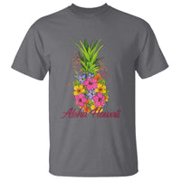 Tropical Floral Pineapple Aloha Hawaii T Shirt Hawaiian Island Vacation Graphic