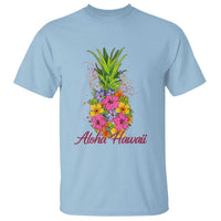 Tropical Floral Pineapple Aloha Hawaii T Shirt Hawaiian Island Vacation Graphic