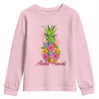 Tropical Floral Pineapple Aloha Hawaii Youth Sweatshirt Hawaiian Island Vacation Graphic