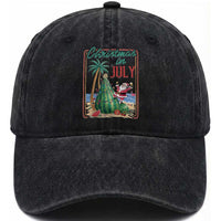 Christmas In July Washed Cotton Baseball Cap Funny Santa Watermelon Xmas Tree