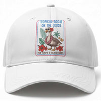 Funny Hawaiian Beach Vacation Graphic Baseball Cap Tropical Goose On The Loose