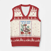 Funny Hawaiian Beach Vacation Graphic V-Neck Knit Sweater Vest Tropical Goose On The Loose