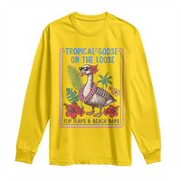 Funny Hawaiian Beach Vacation Graphic Long Sleeve Shirt Tropical Goose On The Loose