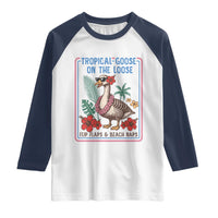Funny Hawaiian Beach Vacation Graphic Raglan Shirt Tropical Goose On The Loose