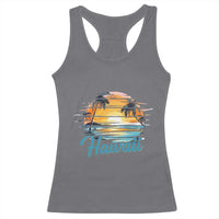 Retro Sunset Palm Tree Hawaii Racerback Tank Top Tropical Vacation Graphic