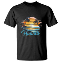 Retro Sunset Palm Tree Hawaii T Shirt Tropical Vacation Graphic