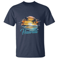 Retro Sunset Palm Tree Hawaii T Shirt Tropical Vacation Graphic