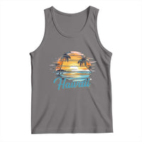 Retro Sunset Palm Tree Hawaii Tank Top Tropical Vacation Graphic