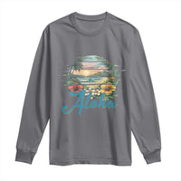 Vintage Hawaii Hibiscus Floral Long Sleeve Shirt Tropical Beach Vacation Graphic