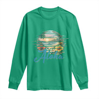 Vintage Hawaii Hibiscus Floral Long Sleeve Shirt Tropical Beach Vacation Graphic