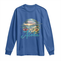 Vintage Hawaii Hibiscus Floral Long Sleeve Shirt Tropical Beach Vacation Graphic