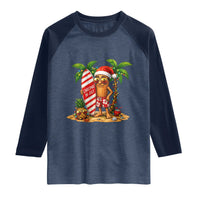 Funny Tung Tung Sahur Christmas In July Raglan Shirt Beach Party Vacation