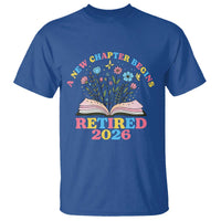 Women Retirement Life T Shirt Retired 2026 A New Chapter Begins Floral Book