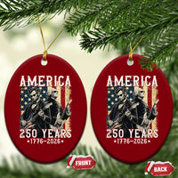 George Washington Abe Lincoln Playing Guitar Ceramic Ornament USA 250th Anniversary Guitarist Graphic