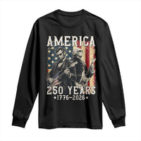 George Washington Abe Lincoln Playing Guitar Long Sleeve Shirt USA 250th Anniversary Guitarist Graphic