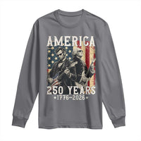 George Washington Abe Lincoln Playing Guitar Long Sleeve Shirt USA 250th Anniversary Guitarist Graphic