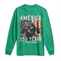George Washington Abe Lincoln Playing Guitar Long Sleeve Shirt USA 250th Anniversary Guitarist Graphic
