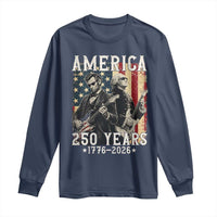 George Washington Abe Lincoln Playing Guitar Long Sleeve Shirt USA 250th Anniversary Guitarist Graphic