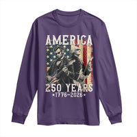 George Washington Abe Lincoln Playing Guitar Long Sleeve Shirt USA 250th Anniversary Guitarist Graphic