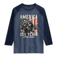 George Washington Abe Lincoln Playing Guitar Raglan Shirt USA 250th Anniversary Guitarist Graphic