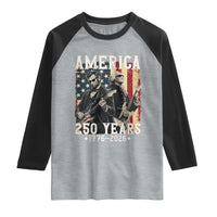 George Washington Abe Lincoln Playing Guitar Raglan Shirt USA 250th Anniversary Guitarist Graphic