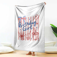 Patriotic Birthday Girl Throw Blanket Red White And Blue Party Graphic