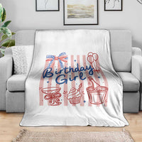 Patriotic Birthday Girl Throw Blanket Red White And Blue Party Graphic