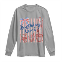 Patriotic Birthday Girl Long Sleeve Shirt Red White And Blue Party Graphic