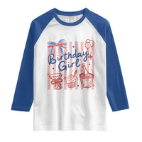 Patriotic Birthday Girl Raglan Shirt Red White And Blue Party Graphic