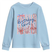 Patriotic Birthday Girl Youth Sweatshirt Red White And Blue Party Graphic